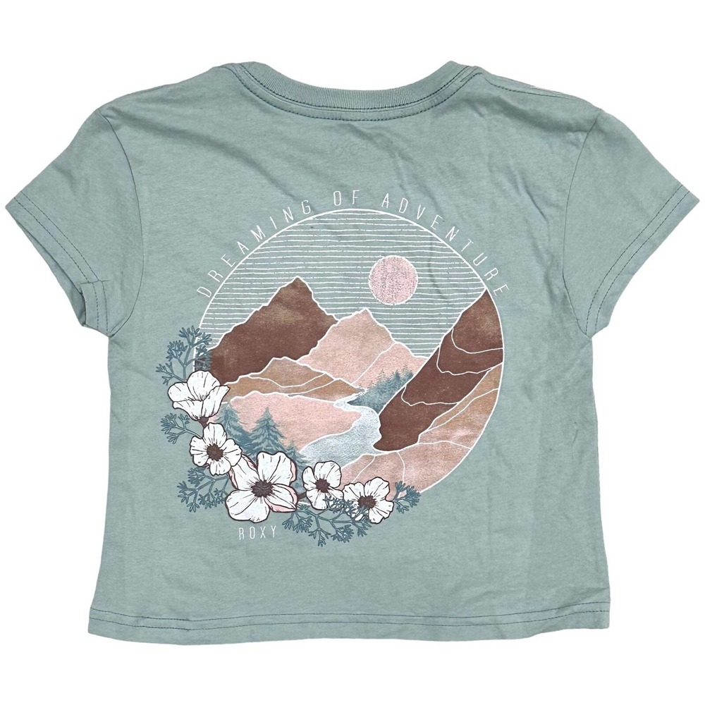 Roxy Girls Kids Youth 4-12 Mountain of Adventure Graphic Tee T-Shirt in Ocean
